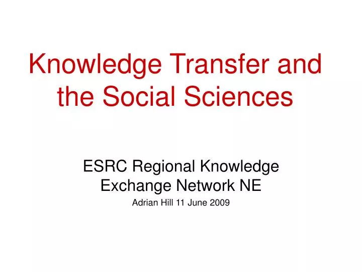 knowledge transfer and the social sciences
