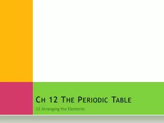 Ch 12 The Periodic Table