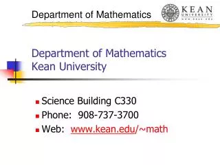 Department of Mathematics Kean University