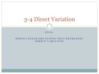 3-4 Direct Variation