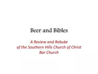 Beer and Bibles