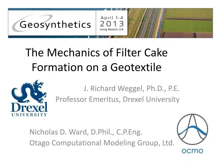 the mechanics of filter cake formation on a geotextile