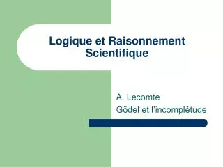 logique et raisonnement scientifique