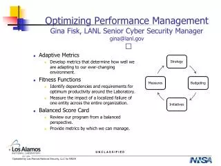 Optimizing Performance Management Gina Fisk, LANL Senior Cyber Security Manager gina@lanl
