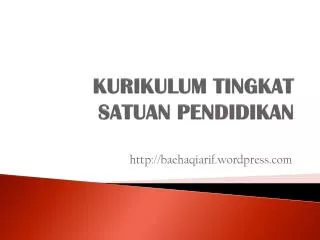 kurikulum tingkat satuan pendidikan