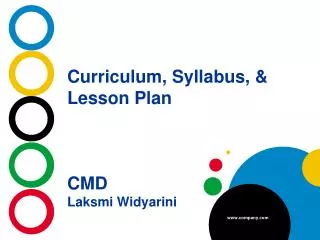 Curriculum, Syllabus, &amp; Lesson Plan CMD Laksmi Widyarini