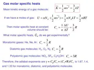 Gas molar specific heats