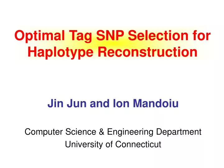 optimal tag snp selection for haplotype reconstruction