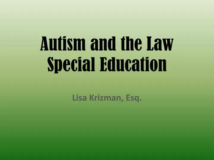 autism and the law special education