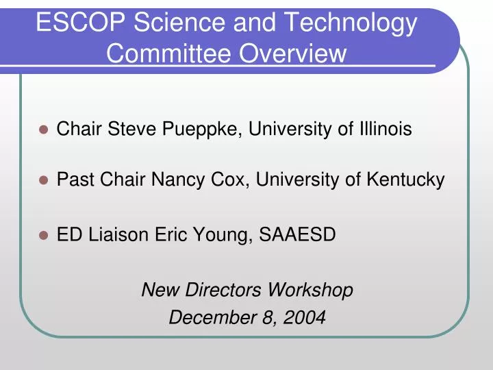 escop science and technology committee overview