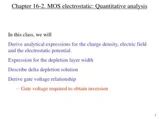 Chapter 16-2. MOS electrostatic: Quantitative analysis