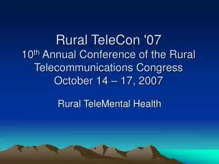 Rural TeleMental Health