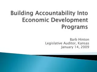Building Accountability Into Economic Development Programs