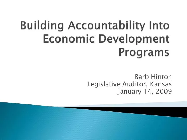 building accountability into economic development programs
