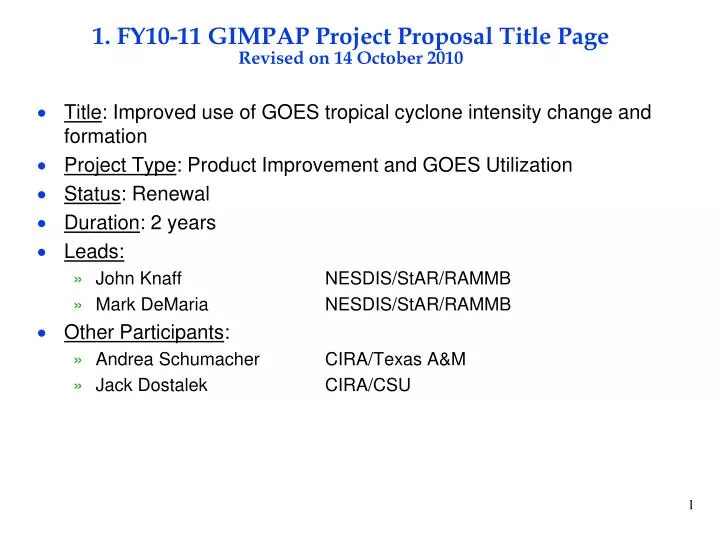1 fy10 11 gimpap project proposal title page revised on 14 october 2010