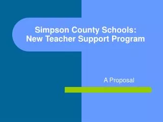 Simpson County Schools: New Teacher Support Program