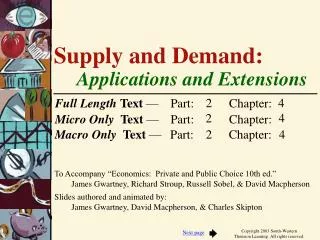Supply and Demand: Applications and Extensions