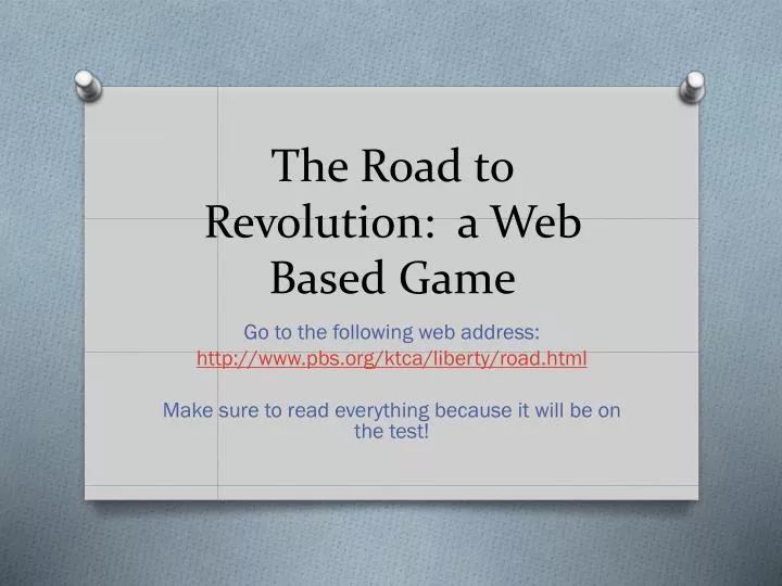the road to revolution a web based game