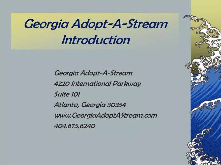 georgia adopt a stream introduction