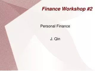 Finance Workshop #2