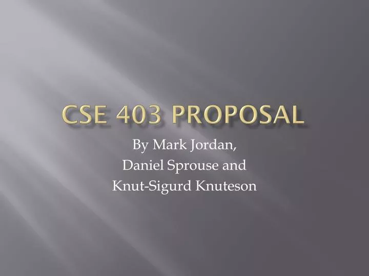 cse 403 proposal
