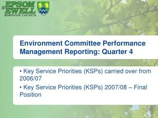 Environment Committee Performance Management Reporting: Quarter 4