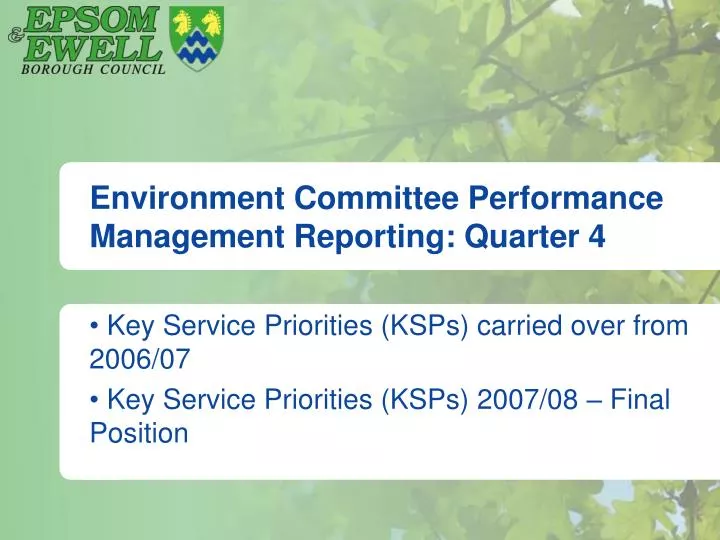 environment committee performance management reporting quarter 4