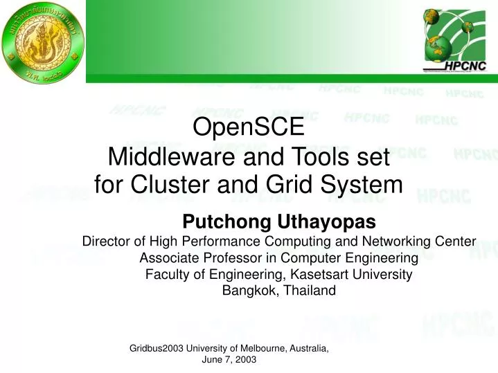 opensce middleware and tools set for cluster and grid system