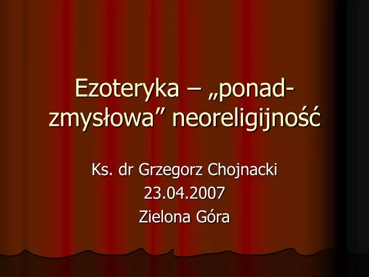 ezoteryka ponad zmys owa neoreligijno