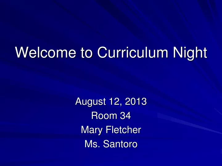 welcome to curriculum night