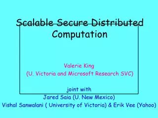 Scalable Secure Distributed Computation