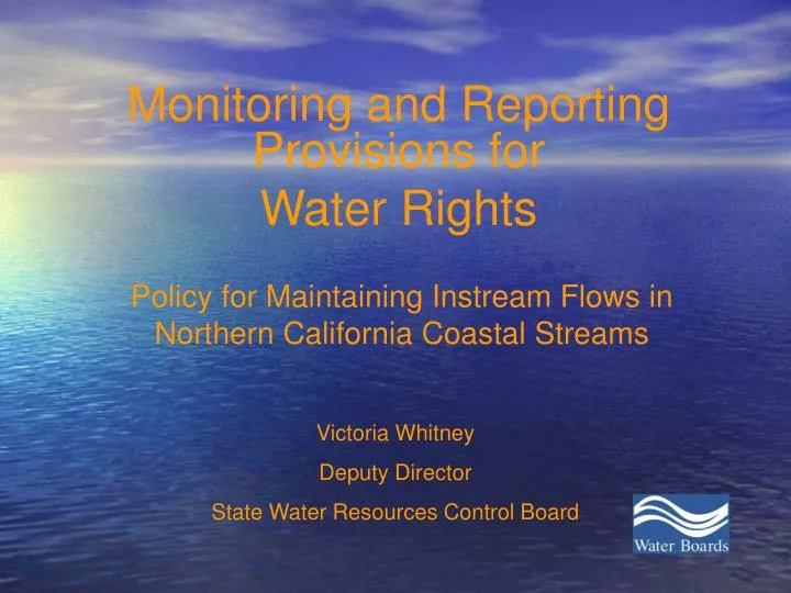 policy for maintaining instream flows in northern california coastal streams