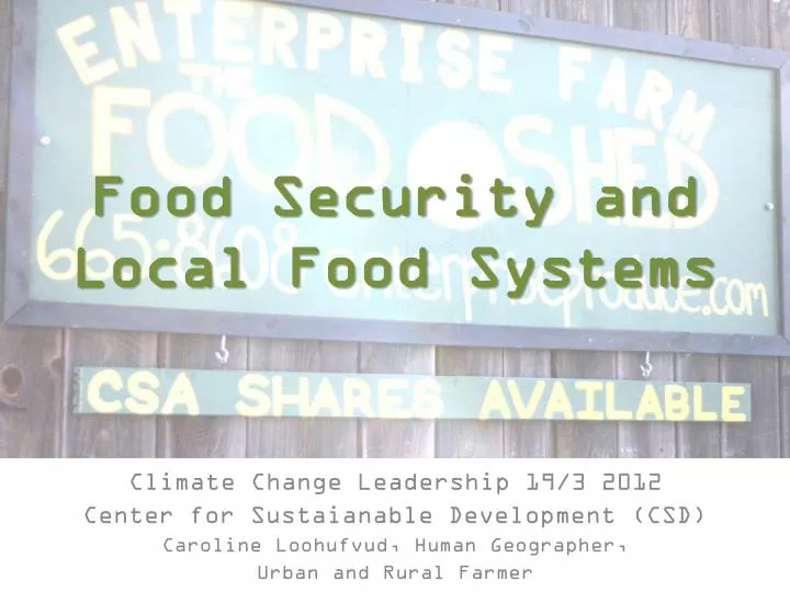 food security and local food systems