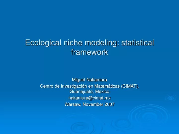 ecological niche modeling statistical framework