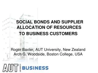 SOCIAL BONDS AND SUPPLIER ALLOCATION OF RESOURCES TO BUSINESS CUSTOMERS
