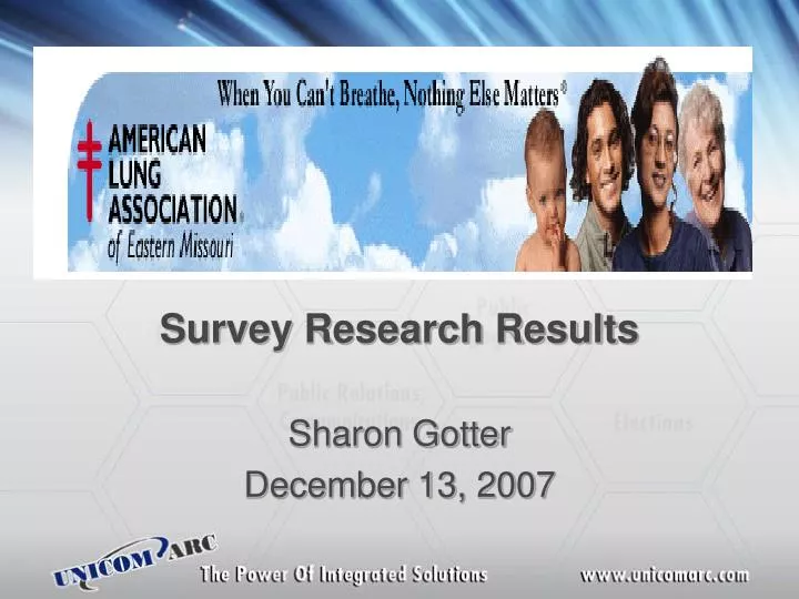survey research results sharon gotter december 13 2007
