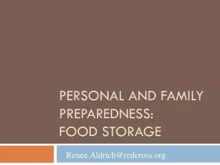 Personal and Family Preparedness: Food Storage