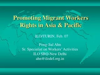 Promoting Migrant Workers Rights in Asia &amp; Pacific