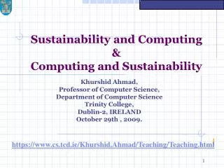 Sustainability and Computing &amp; Computing and Sustainability