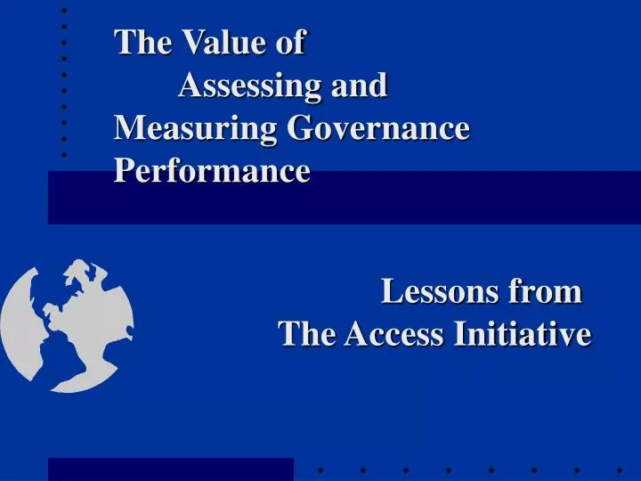 the value of assessing and measuring governance performance