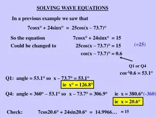 SOLVING WAVE EQUATIONS