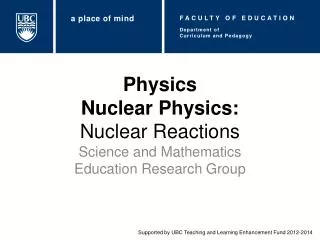 Physics Nuclear Physics: Nuclear Reactions