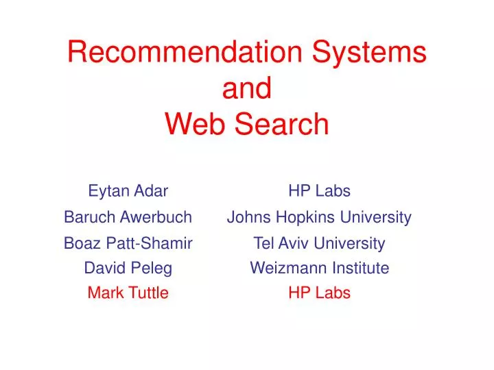 recommendation systems and web search