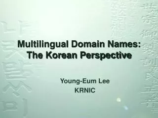 Multilingual Domain Names: The Korean Perspective