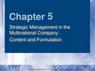 Strategic Management in the Multinational Company: Content and Formulation