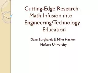 Dave Burghardt &amp; Mike Hacker Hofstra University