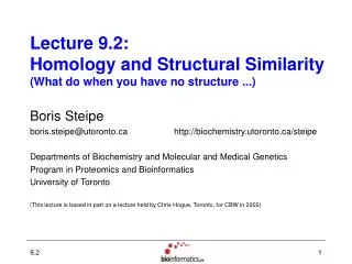 Lecture 9.2: Homology and Structural Similarity (What do when you have no structure ...)