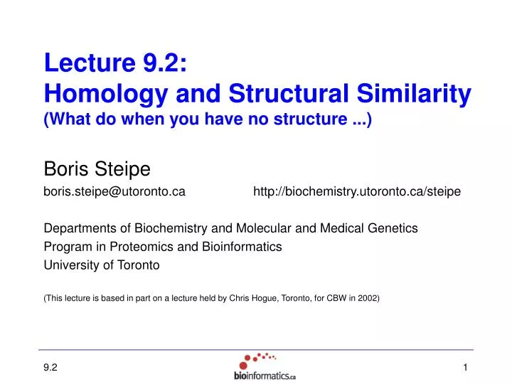 lecture 9 2 homology and structural similarity what do when you have no structure