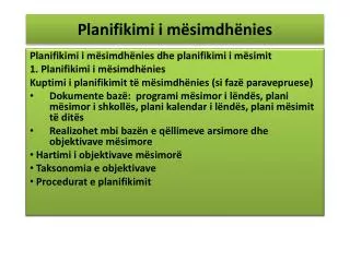 planifikimi i m simdh nies