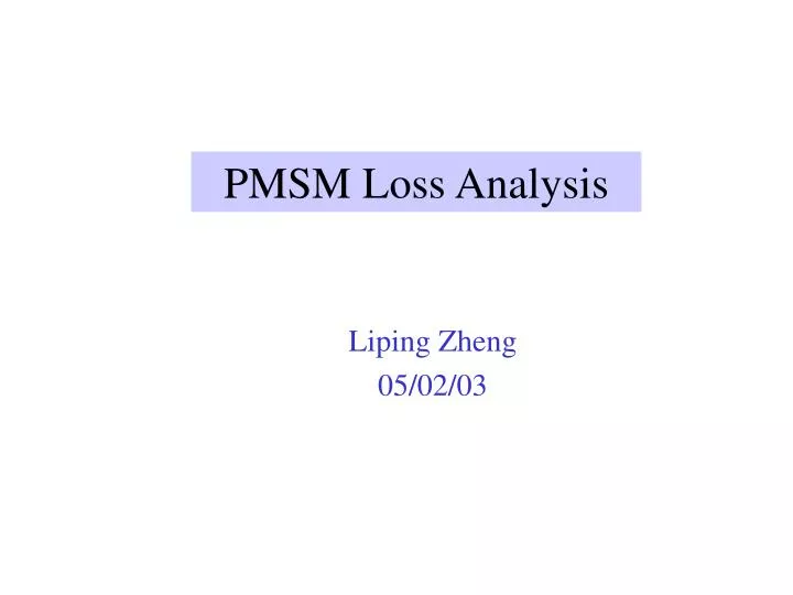 pmsm loss analysis